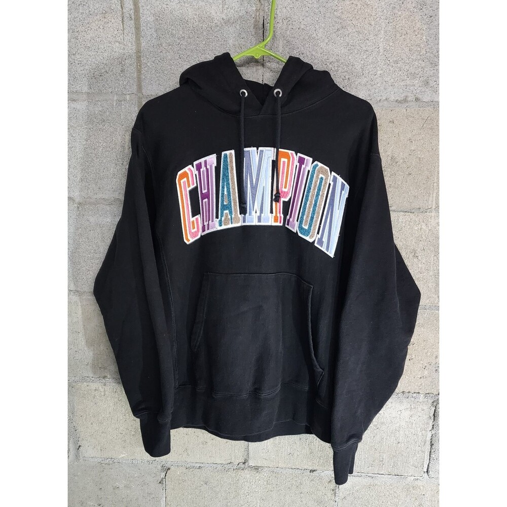 Vtg Champion Reverse Weave Long Sleeve Pullover Men's Hoodie Black Size M